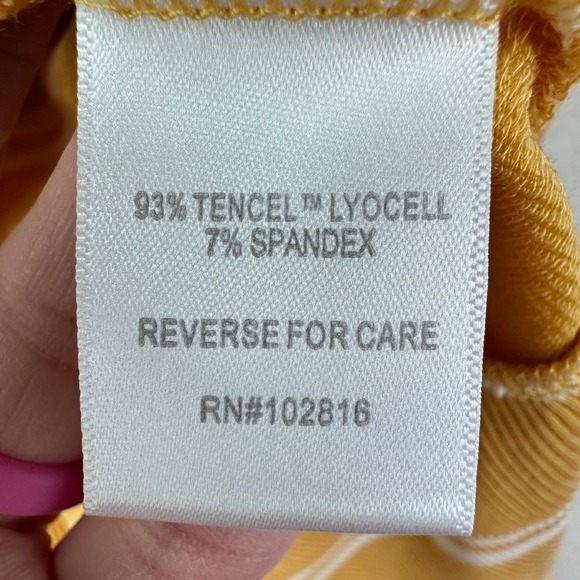 Garnet Hill Blouse Womens M Yellow Cowl Neck Long Sleeve‎ Tencel Lyocell Striped - Picture 6 of 10